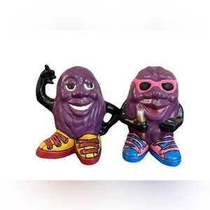 Vintage California Raisins Ceramic Figure Figurine Statue Hand Painted Set 80s‎